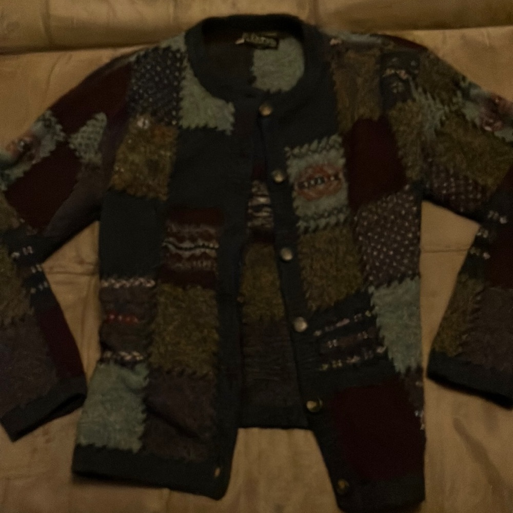 Deer bay Patchwork Vintage Wool cardigan
